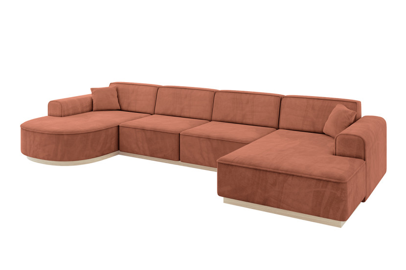 Narożnik uniwersalny bez funkcji spania ARRIO-U2 388x171x83 cm Morelowy 815137