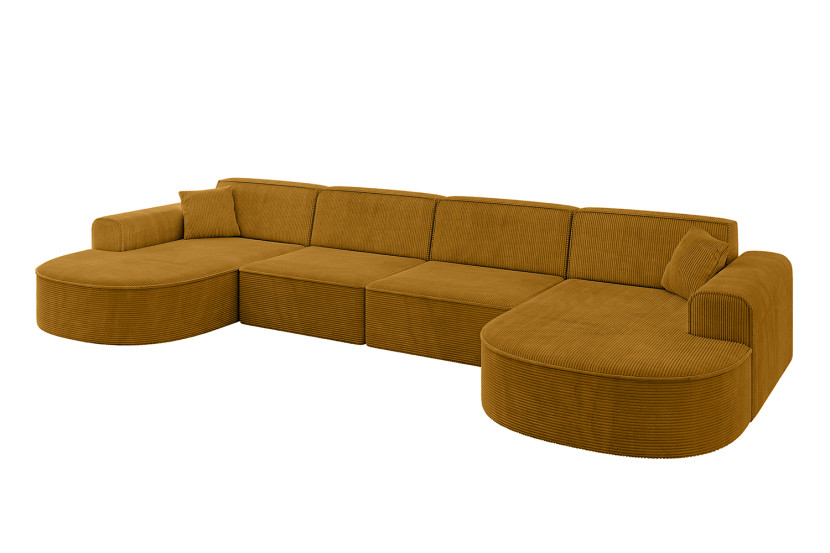Narożnik uniwersalny bez funkcji spania MARI-U2 388x171x79,5 cm Żółty 525089
