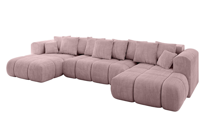 Narożnik uniwersalny z funkcją spania CLOUD-U-v1 405x185x90 cm Różowy 726592