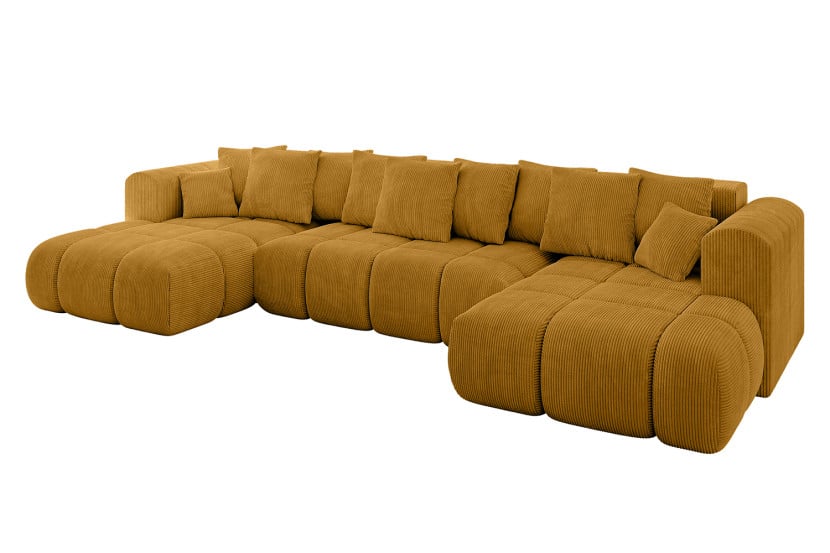 Narożnik uniwersalny z funkcją spania CLOUD-U-v1 405x185x90 cm Żółty 726617