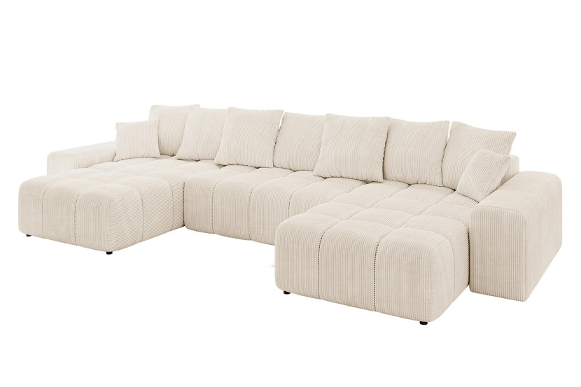 Narożnik uniwersalny z funkcją spania ENIL-U - 401x189x68 cm Beżowy 726597