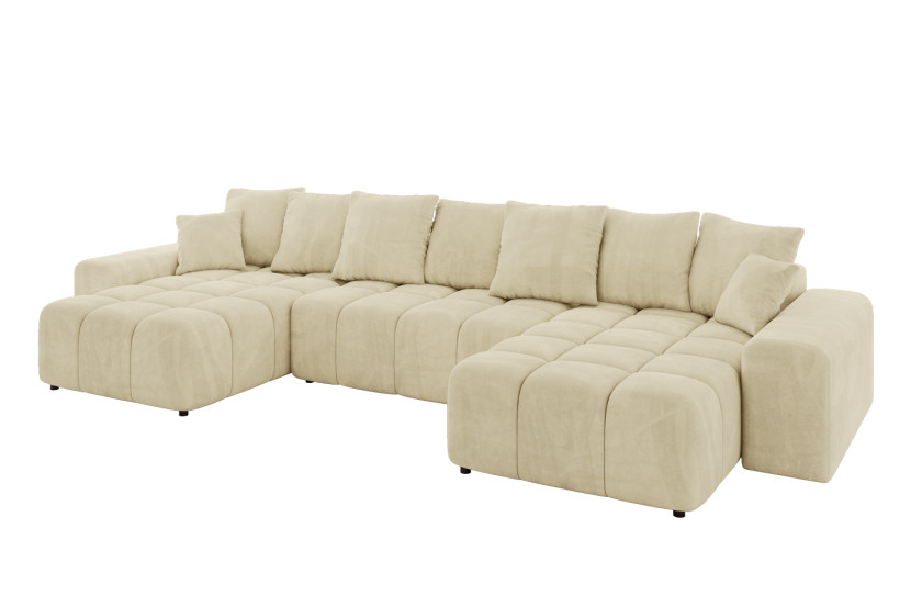 Narożnik uniwersalny z funkcją spania ENIL-U - 401x189x68 cm Beżowy 725089