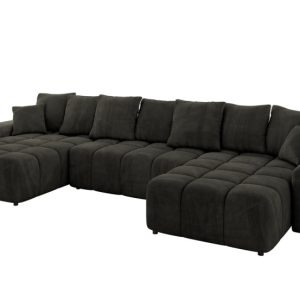 Narożnik uniwersalny z funkcją spania ENIL-U – 401x189x68 cm Czarny 725191 Narożnik uniwersalny z funkcją spania ENIL-U – 401x189x68 cm Czarny 725191