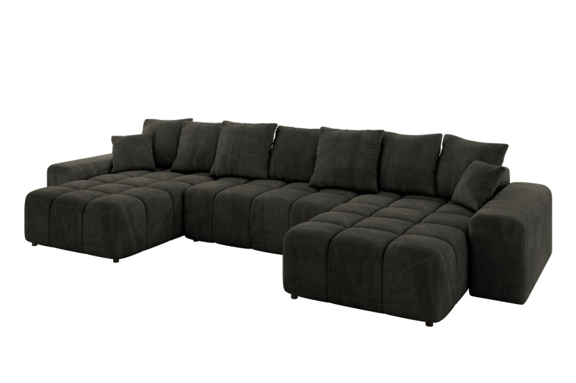 Narożnik uniwersalny z funkcją spania ENIL-U - 401x189x68 cm Czarny 725191