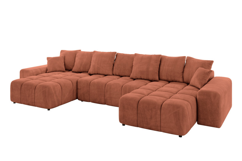 Narożnik uniwersalny z funkcją spania ENIL-U - 401x189x68 cm Morelowy 725139