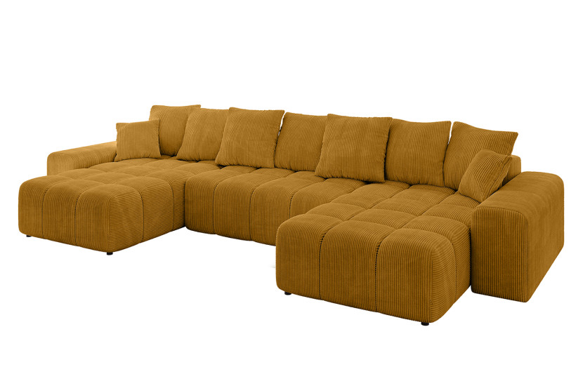 Narożnik uniwersalny z funkcją spania ENIL-U - 401x189x68 cm Żółty 726623