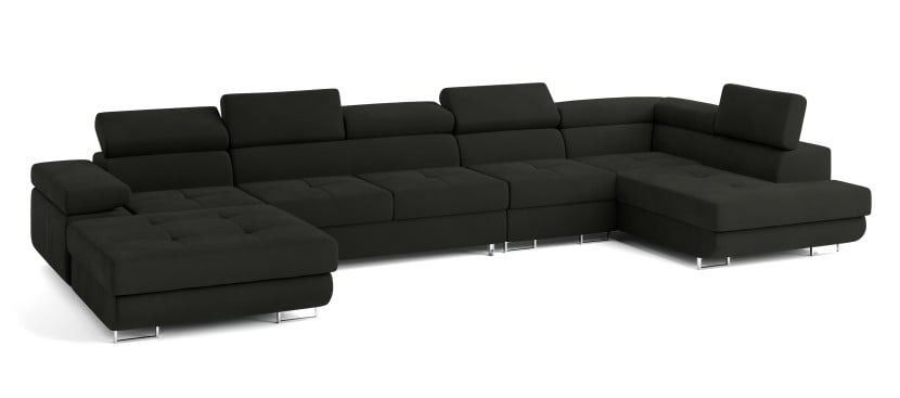 Narożnik VELORA R-S z funkcją spania Czarny 720361