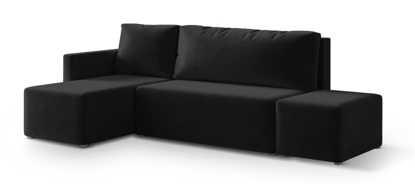 Narożnik VELOTTI L-S z funkcją spania Czarny 813291