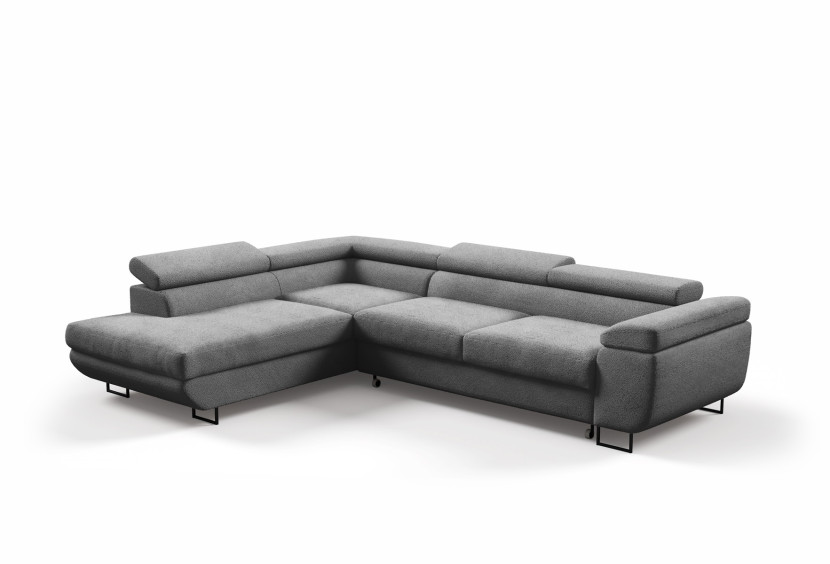 Narożnik VERTIGO z miękką tkaniną boucle szarym / AB07 Lewa 355771