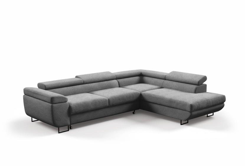 Narożnik VERTIGO z miękką tkaniną boucle szarym / AB07 Prawa 355778