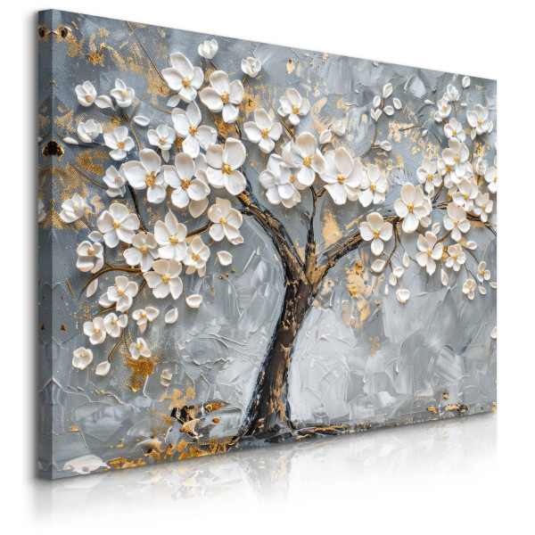 Obraz Abstrakcyjne Drzewo Z Kwiatami Na Betonie 40x30cm 648493