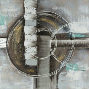 Obraz Abstrakcyjny 80×80 – Loft Turkus Beż 722713