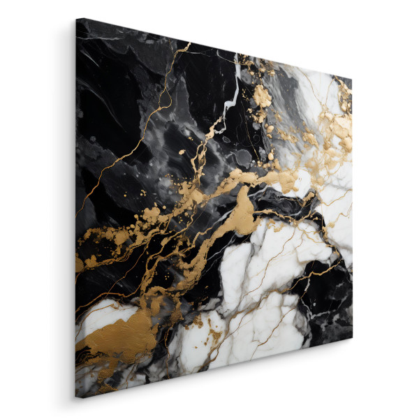 Obraz Abstrakcyjny Czarno-Biały Marmur Ze Złotem 30x30cm 123596