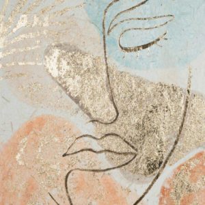 Obraz Abstrakcyjny FACE 50×70 cm Beż i Złoto 722592