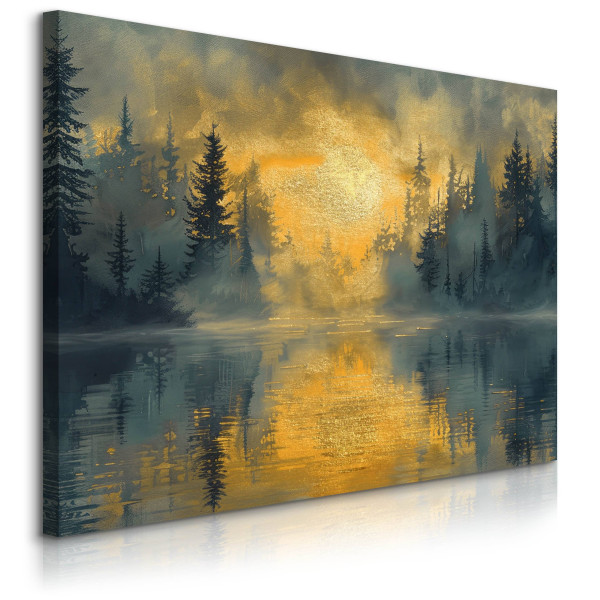 Obraz Abstrakcyjny Zachód Słońca Nad Jeziorem 70x50cm 646624