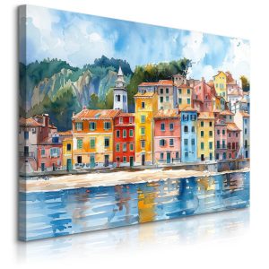 Obraz Akwarele Budynki Przy Plaży 70x50cm 647511