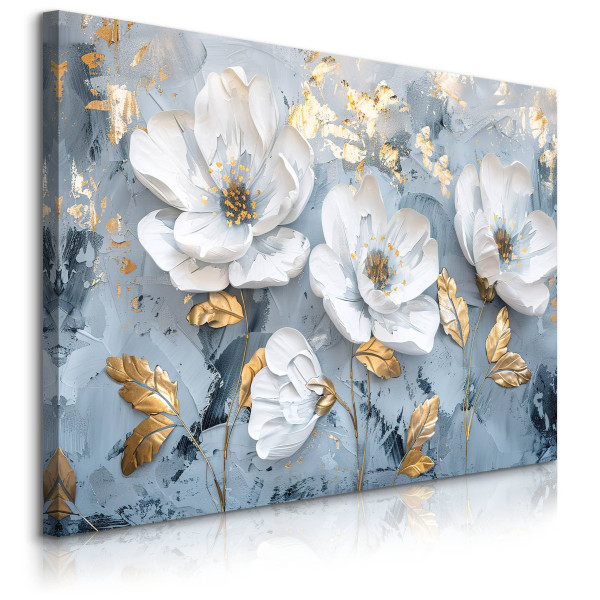 Obraz Akwarelowe Białe Kwiaty Glamour 30x20cm 650765