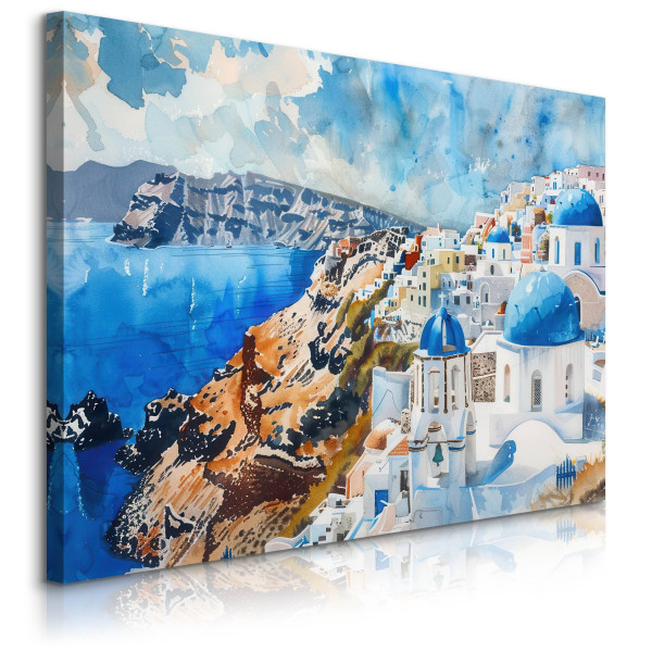 Obraz Akwarelowy Krajobraz Santorini 100x70cm 648063