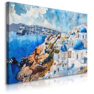 Obraz Akwarelowy Krajobraz Santorini 30x20cm 648158 Obraz Akwarelowy Krajobraz Santorini 30x20cm 648158