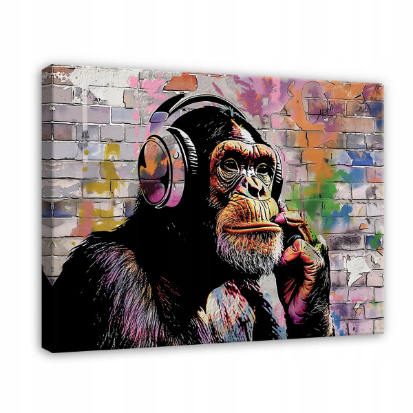 Obraz Banksy Małpa Graffiti Street Art Na Płótnie 100X70 267316