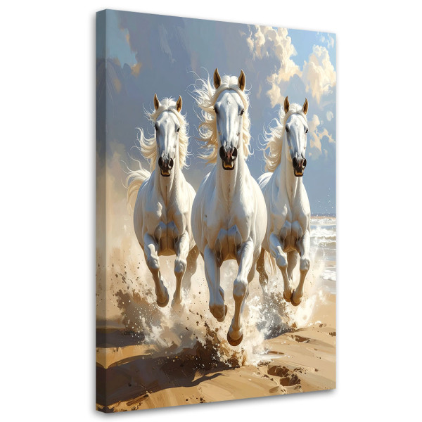 Obraz Białe konie w galopie natura do salonu sypialni kuchni biura 40x60 995694