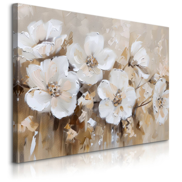 Obraz Białe Kwiaty W Stylu Vintage 100x70cm 647449