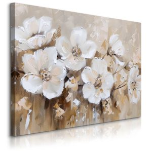 Obraz Białe Kwiaty W Stylu Vintage 120x80cm 647508