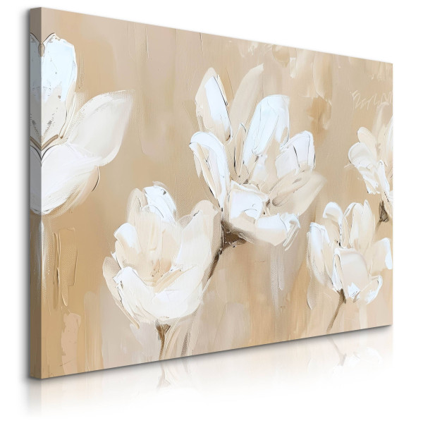 Obraz Białe Kwiaty W Stylu Vintage 70x50cm 647552