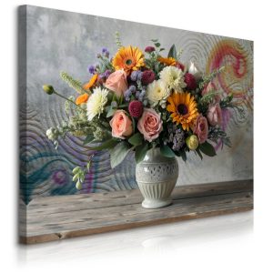 Obraz Bukiet Kwiatów Na Betonowym Tle 40x30cm 754740 Obraz Bukiet Kwiatów Na Betonowym Tle 40x30cm 754740
