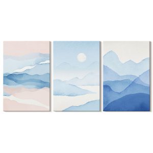 Obraz canvas 3 częściowy Akwarelowe góry | 3x40x60 | Wallfluent 792625
