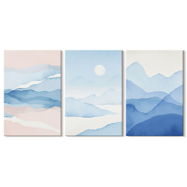 Obraz canvas 3 częściowy Akwarelowe góry | 3x40x60 | Wallfluent 792625