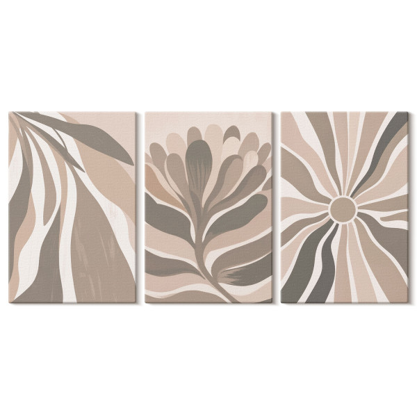 Obraz canvas 3 częściowy Beżowe rośliny | 3x40x60 | Wallfluent 792688