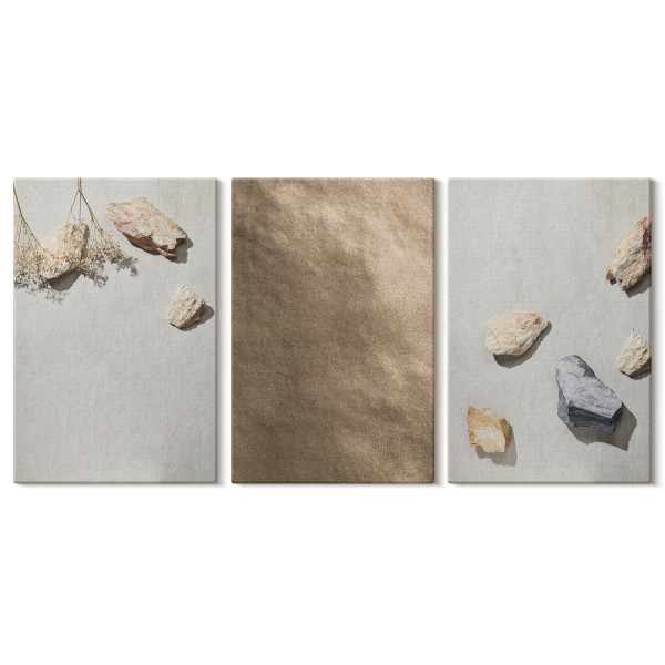 Obraz canvas 3 częściowy Kamienna plaża | 3x40x60 | Wallfluent 792664