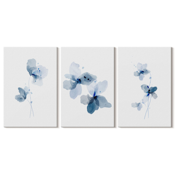 Obraz canvas 3 częściowy Kwiaty akwarelowe | 3x40x60 | Wallfluent 792660