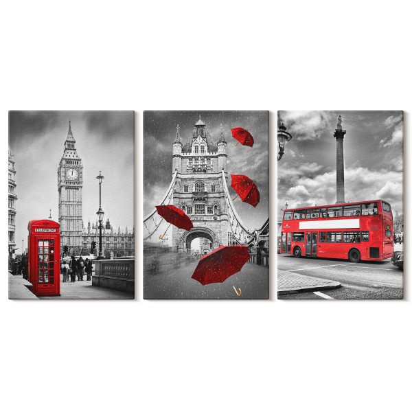 Obraz canvas 3 częściowy Londyńska aura | 3x40x60 | Wallfluent 792659