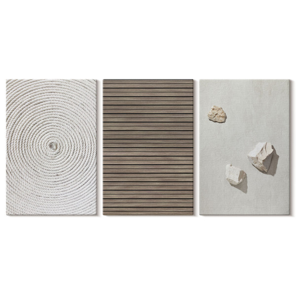 Obraz canvas 3 częściowy Naturalne tekstury | 3x40x60 | Wallfluent 792698