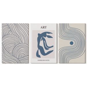 Obraz canvas 3 częściowy Niebieskie linie | 3x40x60 | Wallfluent 792707 Obraz canvas 3 częściowy Niebieskie linie | 3x40x60 | Wallfluent 792707