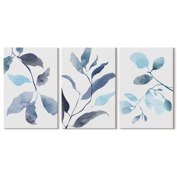 Obraz canvas 3 częściowy Niebieskie liście | 3x40x60 | Wallfluent 792647