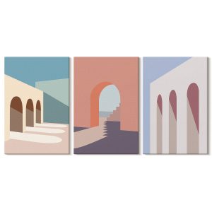 Obraz canvas 3 częściowy Pastelowa architektura | 3x40x60 | Wallfluent 792667 Obraz canvas 3 częściowy Pastelowa architektura | 3x40x60 | Wallfluent 792667