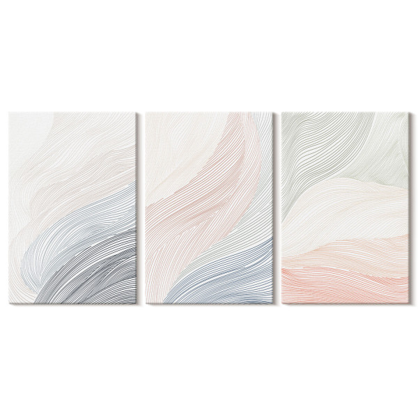 Obraz canvas 3 częściowy Pastelowe fale | 3x40x60 | Wallfluent 792632