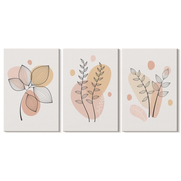 Obraz canvas 3 częściowy Roślinne szkice | 3x40x60 | Wallfluent 792650