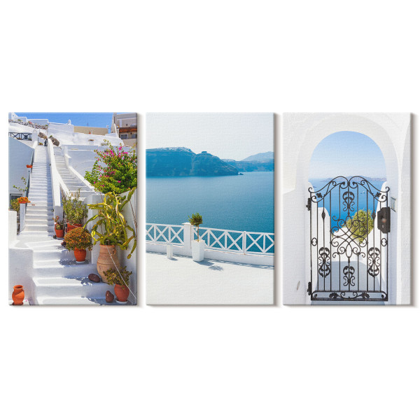 Obraz canvas 3 częściowy Śródziemnomorski widok | 3x40x60 | Wallfluent 792696