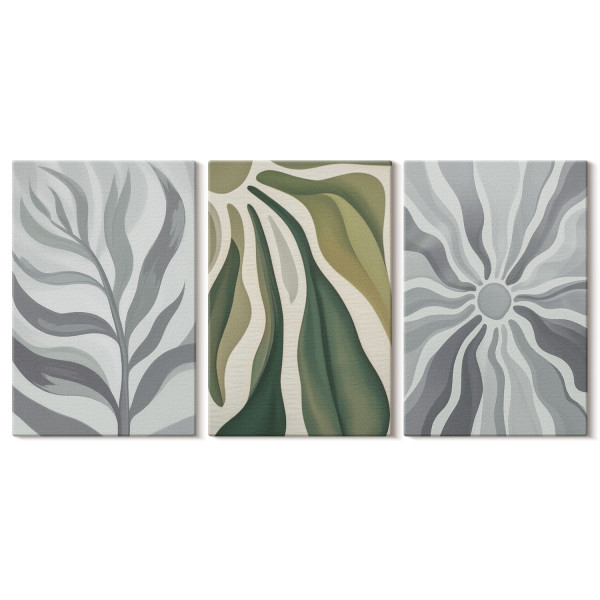 Obraz canvas 3 częściowy Szara zieleń | 3x40x60 | Wallfluent 792616