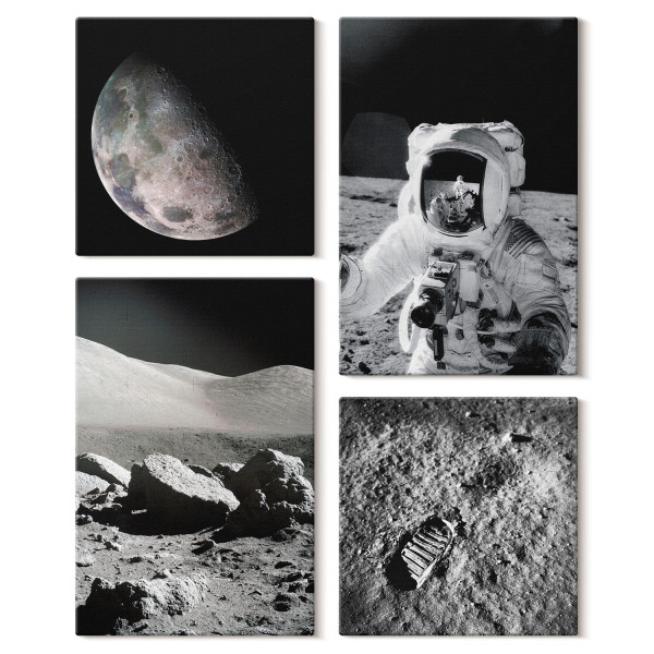 Obraz canvas 4 częściowy Astronauta księżyc |40x40, 40x60| Wallfluent 797174