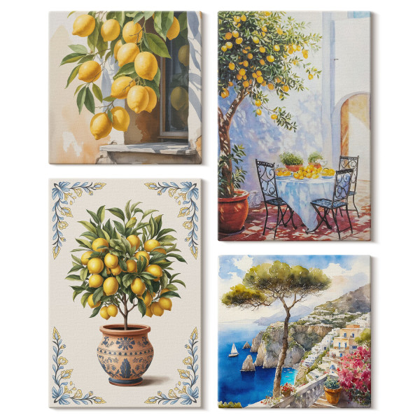 Obraz canvas 4 częściowy Cytrynowe drzewa |40x40, 40x60| Wallfluent 797175