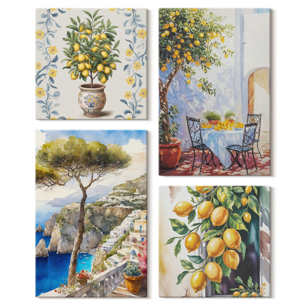 Obraz canvas 4 częściowy Cytrynowe drzewa |40x40, 40x60| Wallfluent 797139