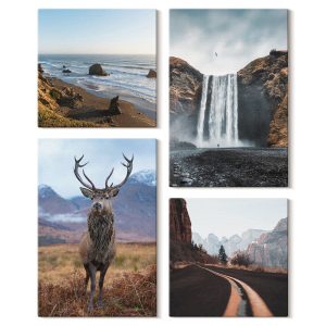 Obraz canvas 4 częściowy Góry wodospad plaża |40×40, 40×60| Wallfluent 797052 Obraz canvas 4 częściowy Góry wodospad plaża |40×40, 40×60| Wallfluent 797052
