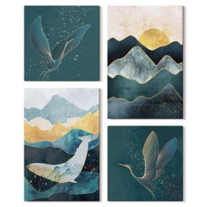Obraz canvas 4 częściowy Góry żurawie |40×40, 40×60| Wallfluent 797057 Obraz canvas 4 częściowy Góry żurawie |40×40, 40×60| Wallfluent 797057