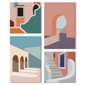 Obraz canvas 4 częściowy Grafiki architektura |40×40, 40×60| Wallfluent 797112 Obraz canvas 4 częściowy Grafiki architektura |40×40, 40×60| Wallfluent 797112