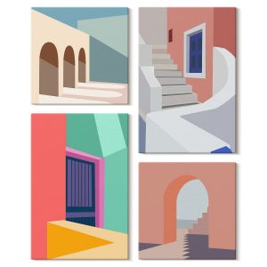 Obraz canvas 4 częściowy Ilustracje budynki |40×40, 40×60| Wallfluent 797214 Obraz canvas 4 częściowy Ilustracje budynki |40×40, 40×60| Wallfluent 797214